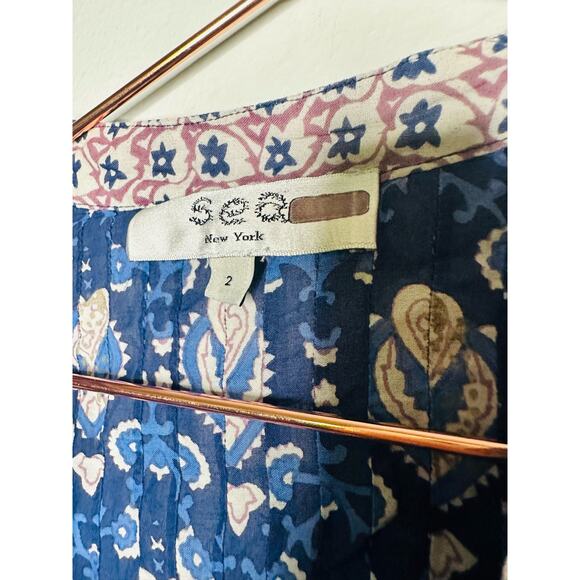 SEA NEW YORK Brigitte Blue Printed Border Ruffle Romper Size 2 - Picture 8 of 9